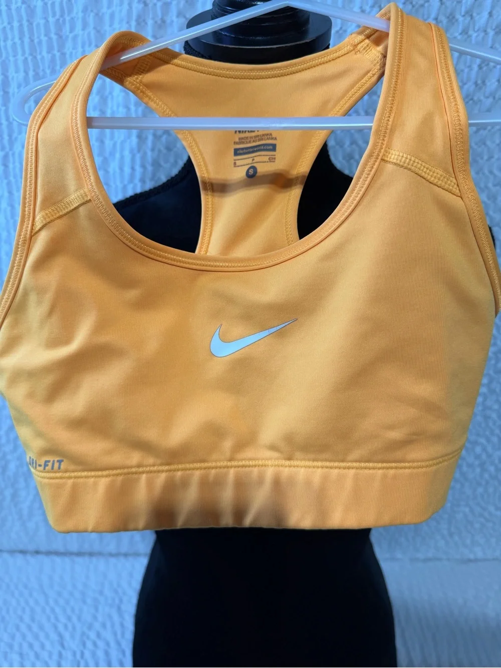 Nike Yellow Racerback Dri-FIT Sports Bra with White Swoosh